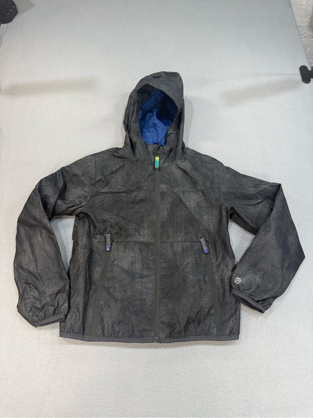 Champion Kids Gray Raincoat with Blue Hood Lining